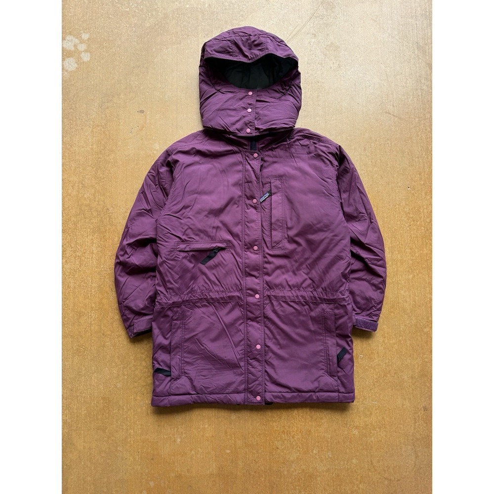 VTG 90s Patagonia Puffer Purple Zip Up Skiing Retro Gorpcore Hooded Jacket WMS S